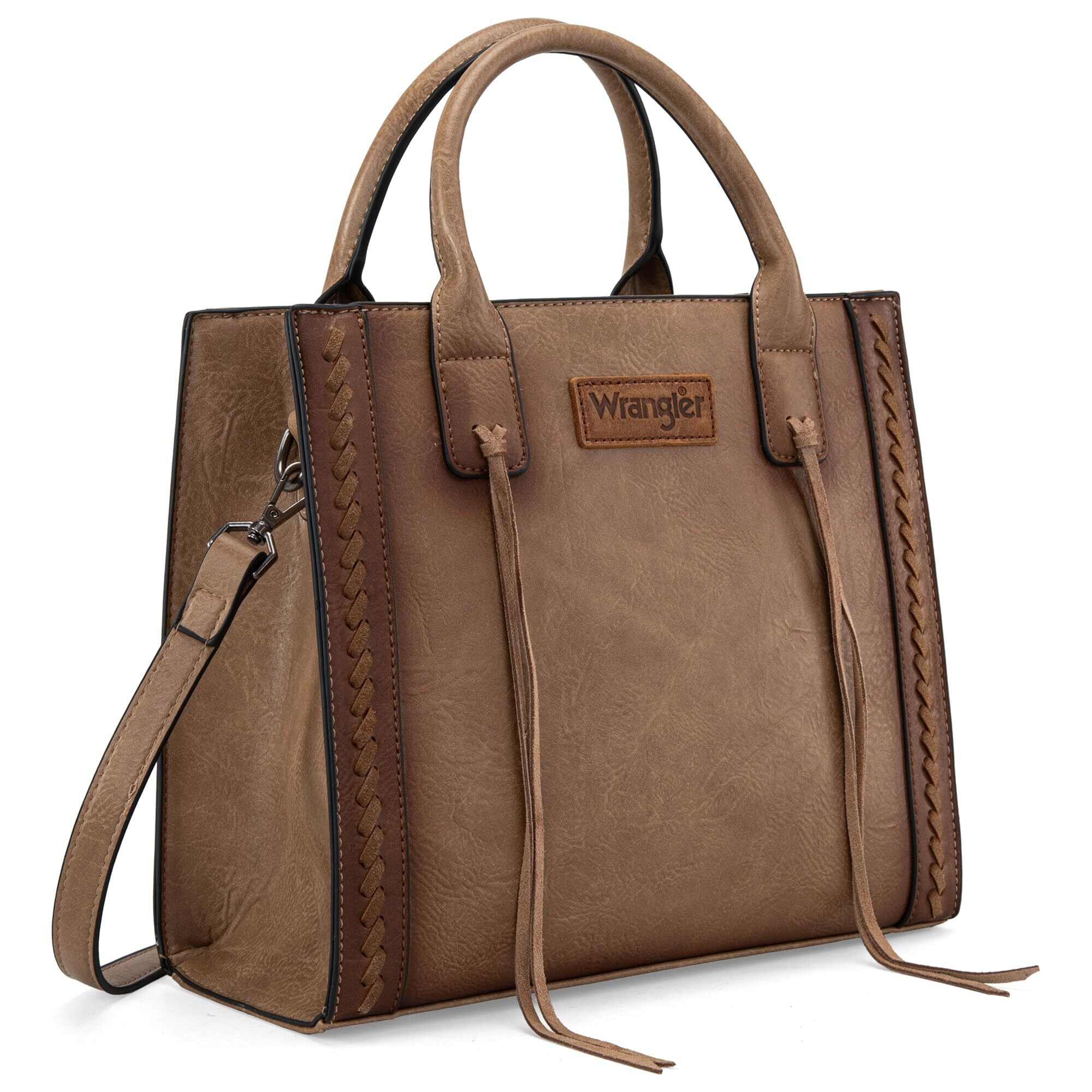 Wrangler Tote Bag for Women Western Cowhide Purse and Wallet Set, Khaki