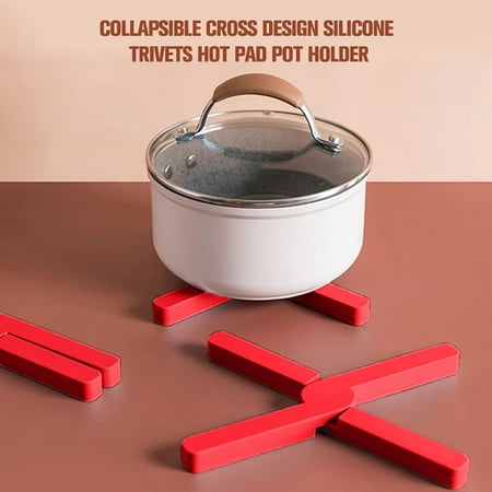 

WSBDENLK Home Clearance Collapsible Cross Design Silicone Trivets Hot Pad Pot Holder Rollbacks