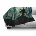thumbnail image 3 of Halloween Soft Flannel Fleece Blanket, Zombie Silhouettes and an Arm in Idyllic Forest Hill Full Moon, Cozy Plush for Indoor and Outdoor Use, 50" x 60", Charcoal Grey Green and Teal, by Ambesonne, 3 of 6
