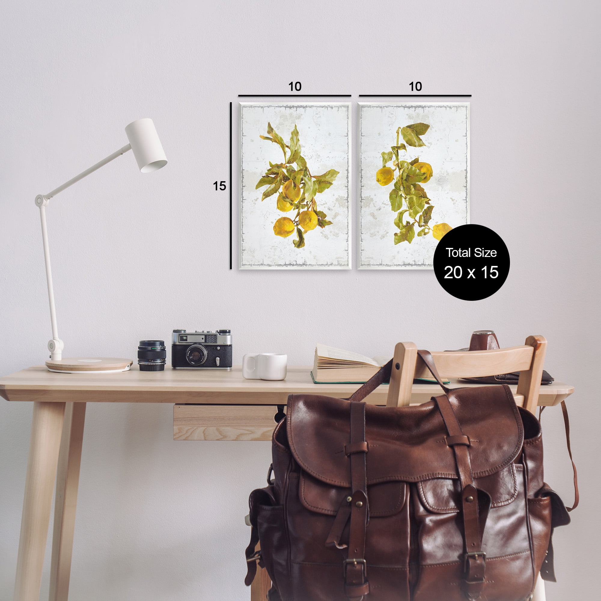 Stupell Industries Rustic Lemons & Leaves Food & Beverage Painting Unframed Art Print Wall Art, 10 x 15, Set of 2