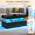thumbnail image 5 of VanAcc Coffee Table with LED Light, Modern High Gloss Finish Center Table with 2-Tier Storage Space, Coffee Table for Living Room, Office, Black, 5 of 6