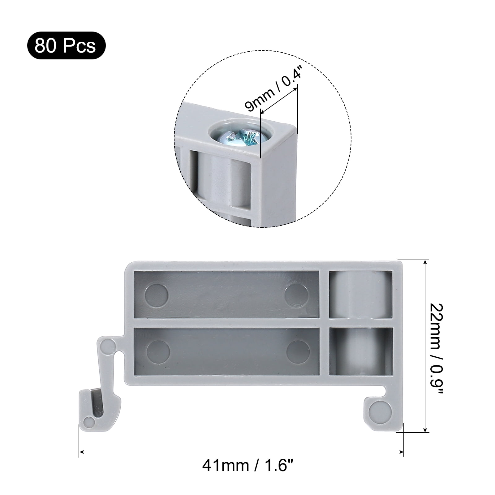 Uxcell Terminal Blocks 80 Pack TBR-F Rail Mount Fuse Holder Screw Terminal Block Wire End Bracket Stopper Din Rail Screw for DIY Electronic Circuits Machine Appliances, Gray