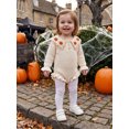 thumbnail image 5 of RUINIXCW Newborn Baby Girl Fall Winter Knit Romper Sweater Infant Baby Girl Thanksgiving Halloween Outfit Pumpkin Lapel Long Sleeve Bodysuit Jumpsuit, 5 of 10