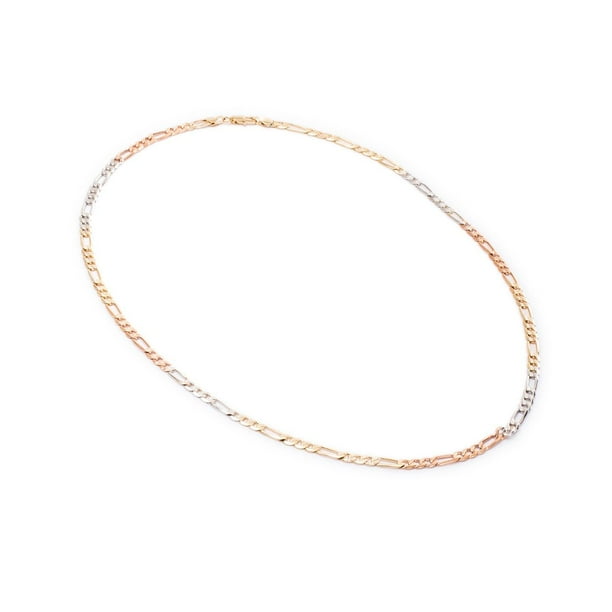 Cadena Figaro 3x1 Ametrinaa 5mm 3 Oros Chapa de Oro 18k multicolor M