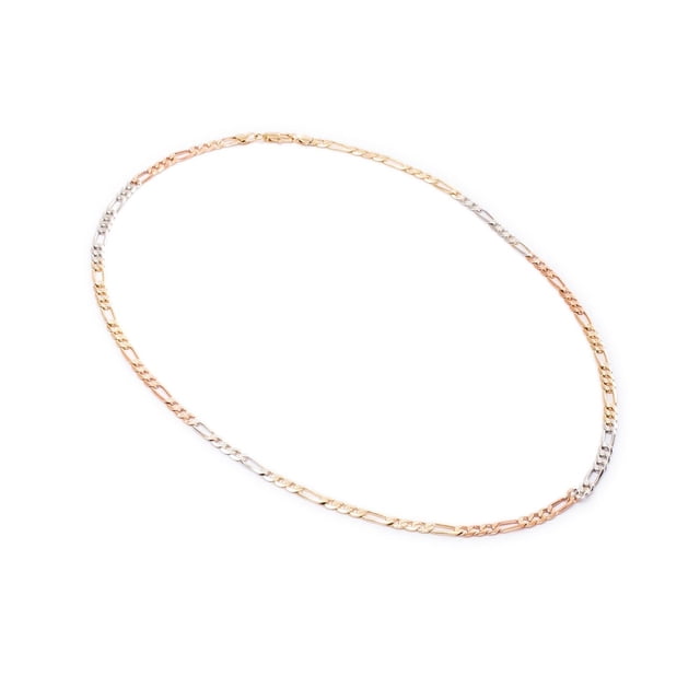 Cadena Figaro 3x1 Ametrinaa 5mm 3 Oros Chapa de Oro 18k multicolor M