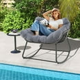thumbnail image 4 of Costway 1 PCS Outdoor Rocking Chair Oversized Patio PE Wicker Egg Chair Rattan Lounge Chair Gray, 4 of 10
