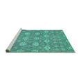 thumbnail image 2 of Ahgly Company Machine Washable Indoor Round Abstract Turquoise Blue Modern Area Rugs, 6' Round, 2 of 4