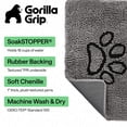 thumbnail image 2 of GORILLA GRIP Ultra Absorbent Grippy Doormat for Muddy Dog Paws, 35x24, Machine Washable Soak Stopper Rugs Cleaner Floors, Bed Mat for Dirty Dogs, Indoor Entrance Door Rug Pet Bed Mats Paw Gray, 2 of 9