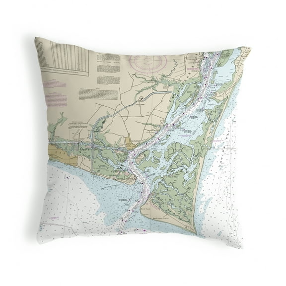 Betsy Drake NC11537 18 x 18 in. Cape Fear, NC Nautical Map Noncorded Indoor & Outdoor Pillow