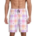 thumbnail image 2 of Rocae Heart Buffalo Plaid for Men's Soft Sleep Pajama Shorts, Waistband and Pockets, 2 of 9