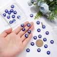 thumbnail image 4 of 33 cuentas de vidrio de 12 mm, azules, hechas a mano, de Murano, planas y redondas, con espaciadores turcos para joyería, collares, pulseras y pendientes., 4 of 9