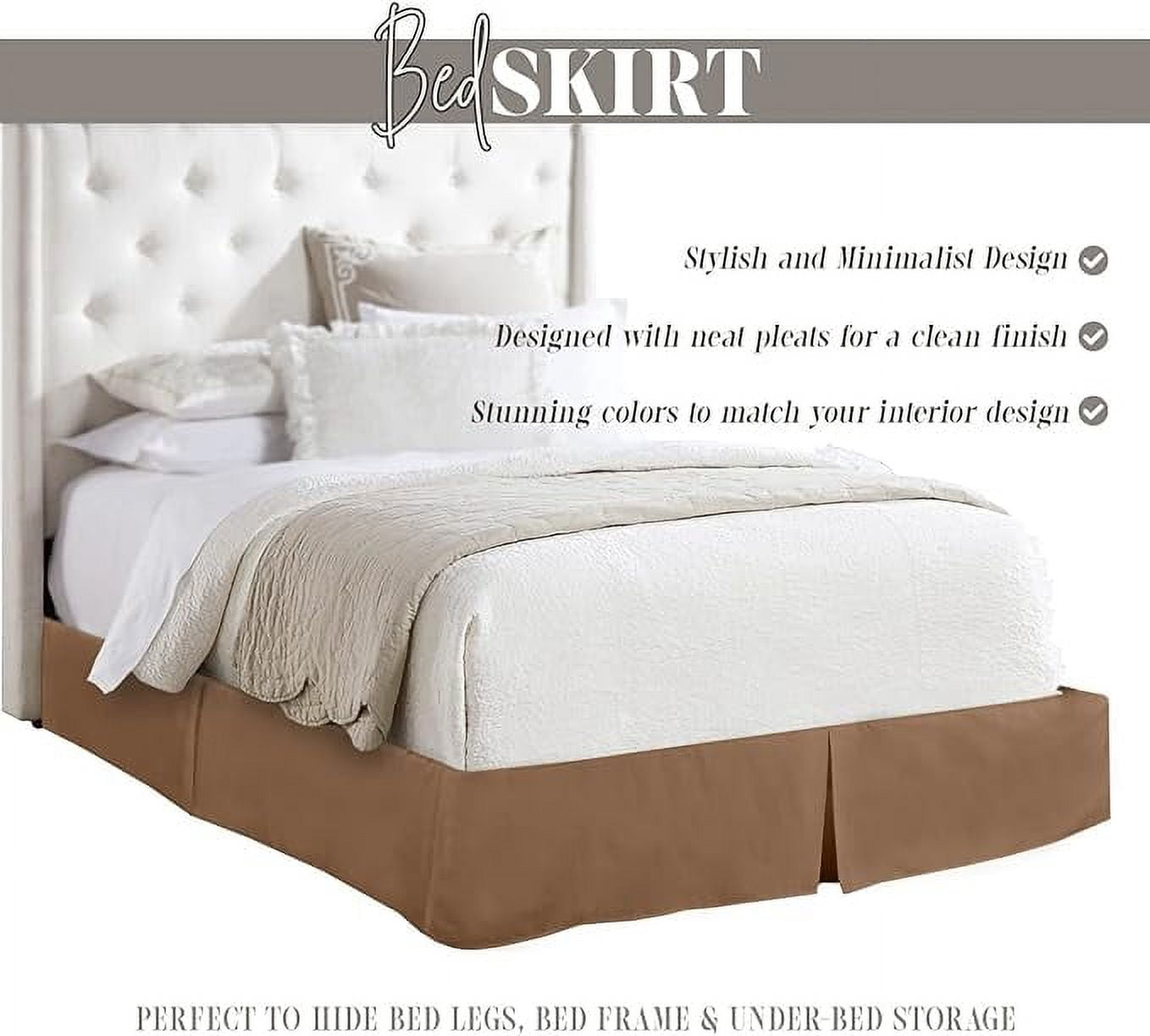 Elegant Comfort 1-Piece Solid Bed Skirt, 1500 Thread Count, Minimalist Design, Easy Care, Wrinkle and Stain Resistant , Full, Toasty Taupe