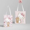 thumbnail image 1 of Sanrio-Bolso de mano de lona con dibujos animados para mujer, bolsa de compras de Hello Kitty, Kuromi Cinnamoroll, con bolsillo para archivo, monedero Kawaii, 1 of 4