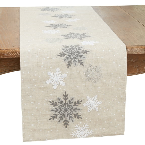 Saro Lifestyle Frosty Snowflakes Table Runner