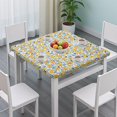 thumbnail image 3 of Yellow Lemon Fruit Leaves Blue Pattern Square Fitted Tablecloth with Elastic Edge,Square Table Cover,Washable Elastic Table Cover for Home Kitchen Party Decor 36"x36", 3 of 6