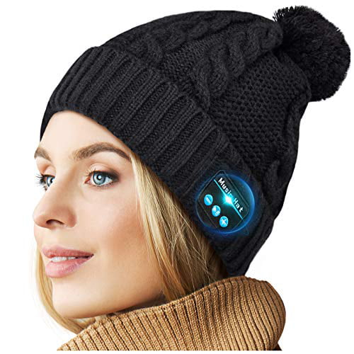 Beanie Bluetooth Hat with Stereo Speakers Mic Winter Cozy Wireless Hands Free Cap for Outdoor Sports Running Gifts 