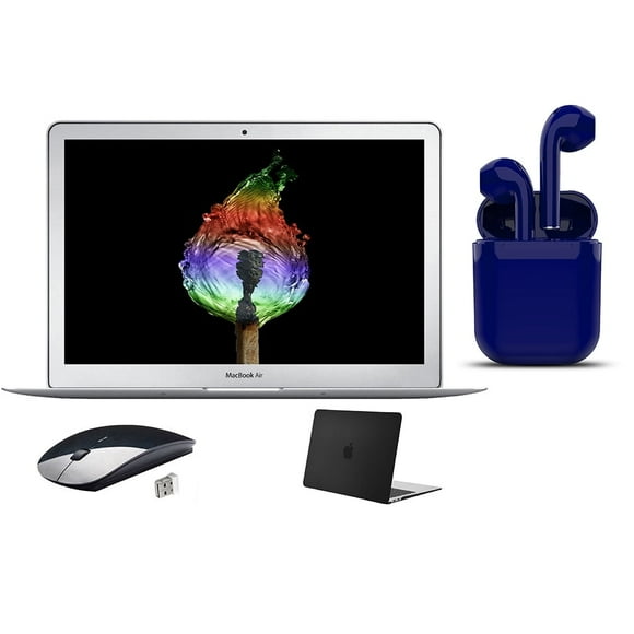 Refurbished Apple 13.3-inch MacBook Air Intel Core i5 4GB RAM Mac OS 128GB SSD Bundle: Black Case, Wireless Mouse, Bluetooth/Wireless Airbuds By Certified 2 Day Express (Refurbished)