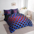 thumbnail image 3 of Manfei Abstract Geometric Geometry Bedding Comforter Set 7 Pieces,Stereoscopic Dense Holes Full Bedding Set,Blue Red Fitted Sheet Flat Sheet,Lightweight Room Decoration Reversible, 3 of 7