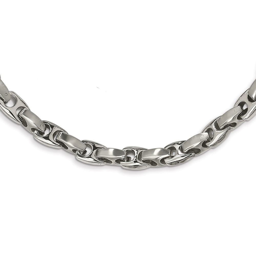 Necklace Anchor Chain Diamond-Coated 6 mm Womens Mens Stainless Steel Polished