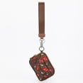 thumbnail image 2 of HUISZJ Wristlet Wallet, Brown Cherry Wallet with Coin Zipper, Pocket Keychain Wristlet Wallet for Work Travel Outdoor, 2 of 5