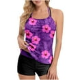 thumbnail image 3 of NSLGXD Tankini Swimsuits for Women Tummy Control Halter Floral Print Summer Beach Bathing Suits Two Piece Tankini with Boyshorts S, 3 of 7