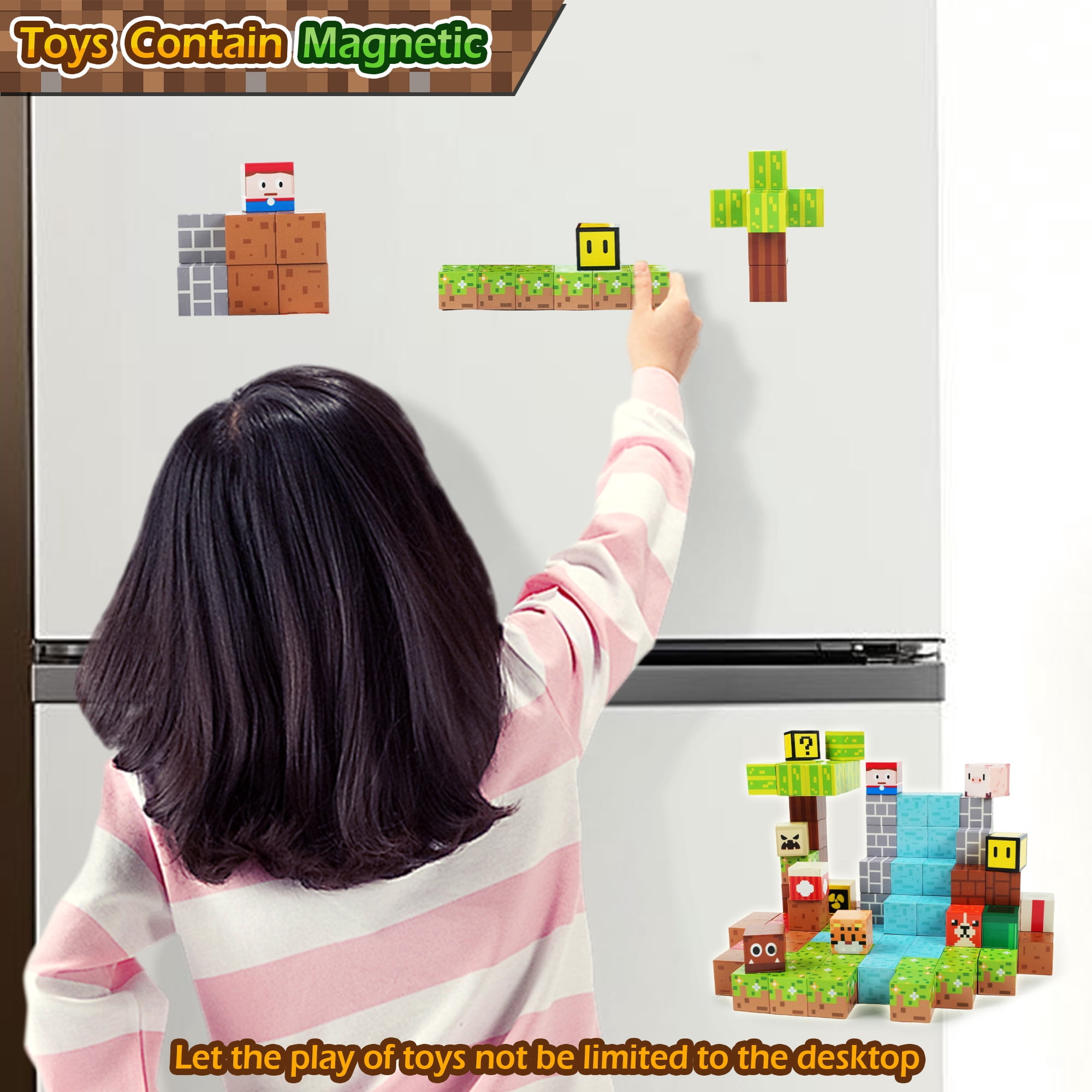 Jaawind Magnetic Blocks - 117 PCS Magnet Building Cubes Game Set for Boys & Girls Age 3 4 5 6 7 8, Sensory Stacking Toys for Toddlers Kids