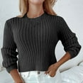thumbnail image 2 of Chbgutlmr Women's Cropped Sweater Long Sleeve Cable Knit Pullover Tops Crewneck Dressy Casual Top, 2 of 6