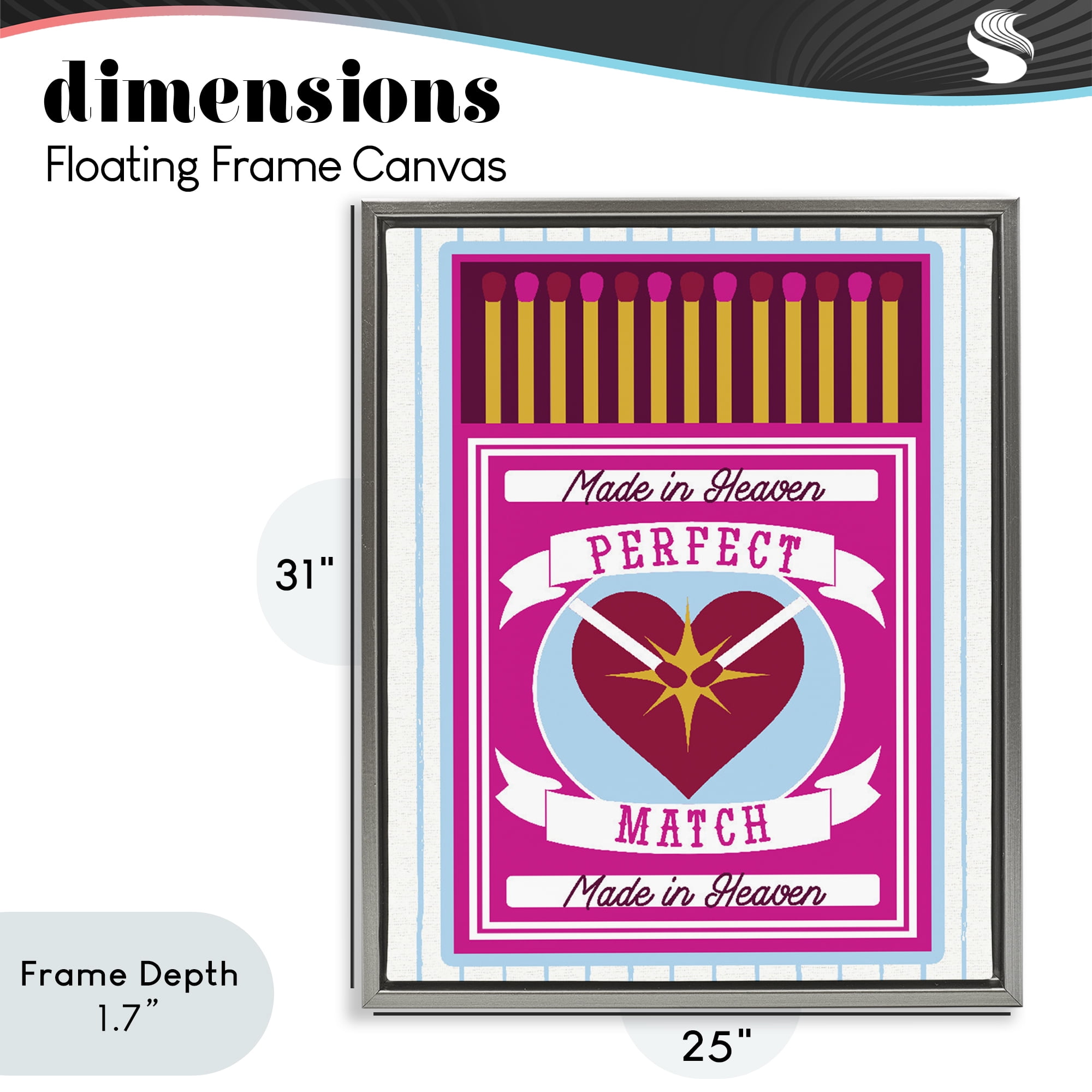 Stupell Industries Perfect Match Made In Heaven Gray Framed Floater Canvas Wall Art, design by Lil' Rue