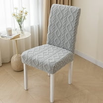 Cinvoph Plush Dining Room Chair Slipcovers Stretch Jacquard Fabric Chair Covers Non Slip Removable Washable Furniture Protector for Dining Room Holiday Party, Gray