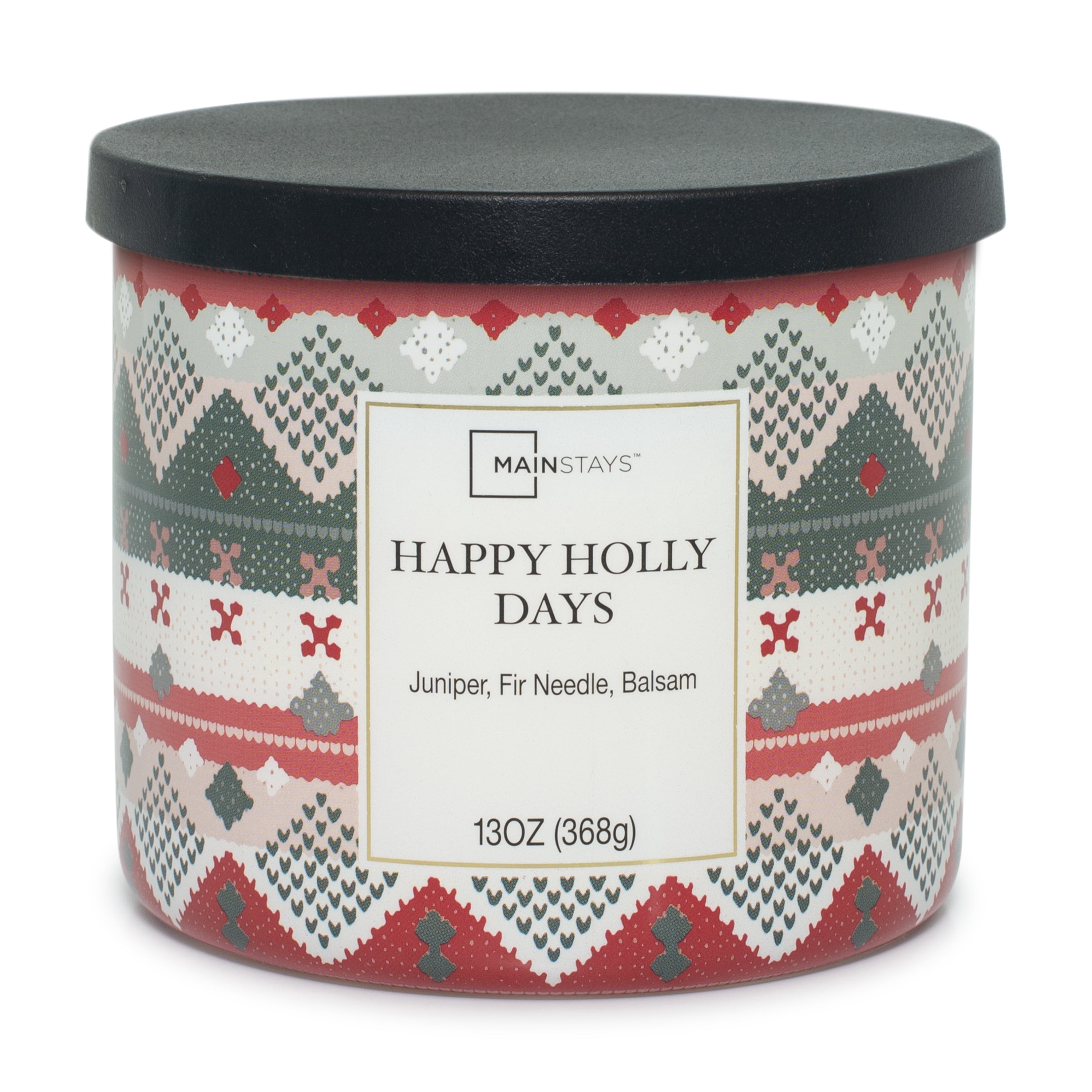 Mainstays Scented 3-Wick Jar Candle, Happy Holly Days, 13 oz.