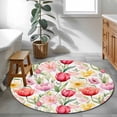 thumbnail image 4 of Spring Tulip Large Area Rugs for Bedroom Living Room, Soft Non Slip Carpet Bedside Rug, Summer Floral Botanical Elegant Round Floor Cover Kitchen Accent Rug 3.3' for Dining Room/Office, 4 of 9