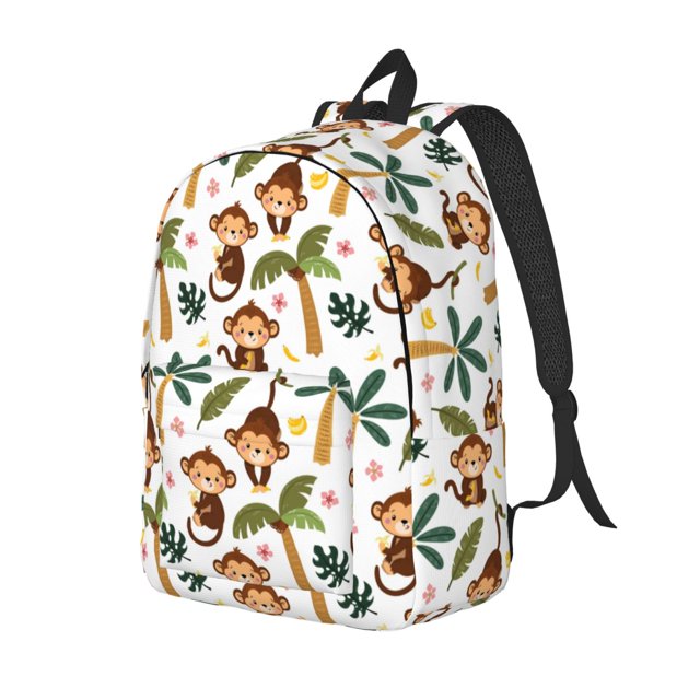 Balery Monkeys Swinging from Palms Mochila Clásica Impresa Básica para Viaje, Mochila Escolar Resistente al Agua, Mochila de Lona con Correas Ajustables-Medium