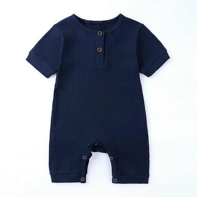 TopLLC Spring And Summer Toddler Kids Baby Girls Boys Solid Short Sleeved Fashion Rompers Kid Rompers