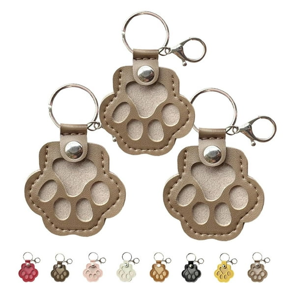 Memorial Gift For Pet Lovers,Paw Shaped Leather Memorial Keepsake for Dog Cat Fur Storage, Pet Keychain Refillable, Cat & Dog Hair Keychains, Unique Memorial Collection Keychain (Coffee 3PCS)