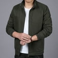 thumbnail image 4 of Defitshape Men's Long Sleeve Jacket Trucker Tops Windbreaker Zipper Windproof Plain Slimming with Pockets Lightweight Cotton Casual Fitted Soft Light Cropped Wrap Fashion Green XX-Large, 4 of 5