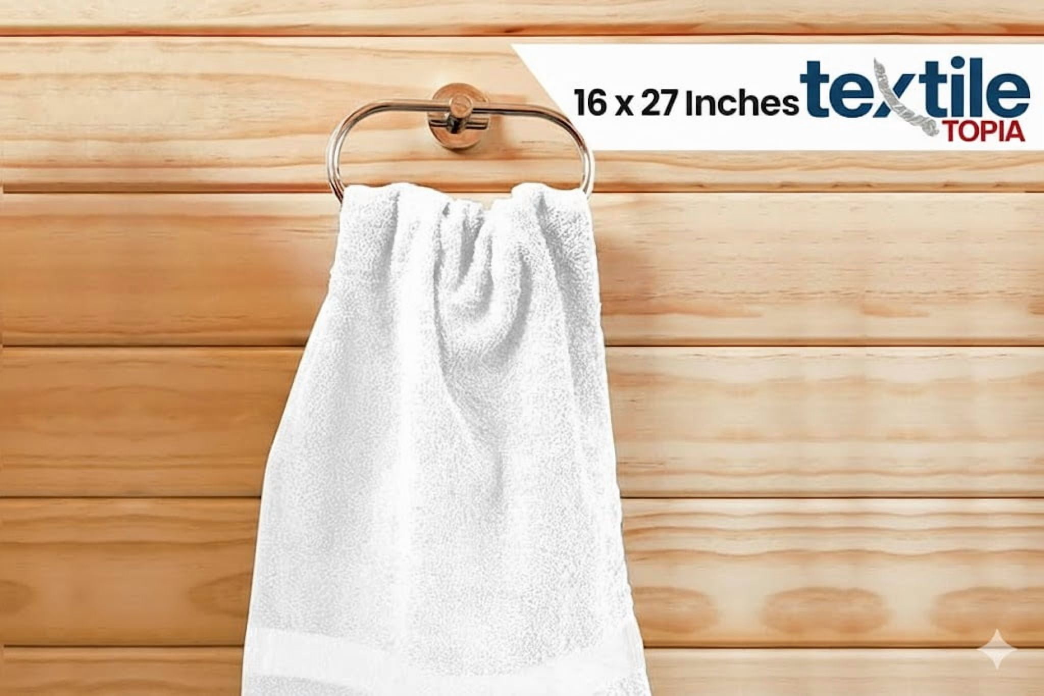 Textile Topia Premium Collection Hand Towel 16x27 – White Hand Towels for Spa, Salon, Gym, Hotel & Resort – 86% Cotton 14% Polyester – Soft, Thick & Absorbent - 60 Pack