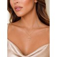 thumbnail image 3 of KeyStyle 14K Gold Plated Cubic Zirconia Cross Necklace for Women Cross Faith Pendant Religious Christian Christmas Birthday Jewelry Gifts, 3 of 9