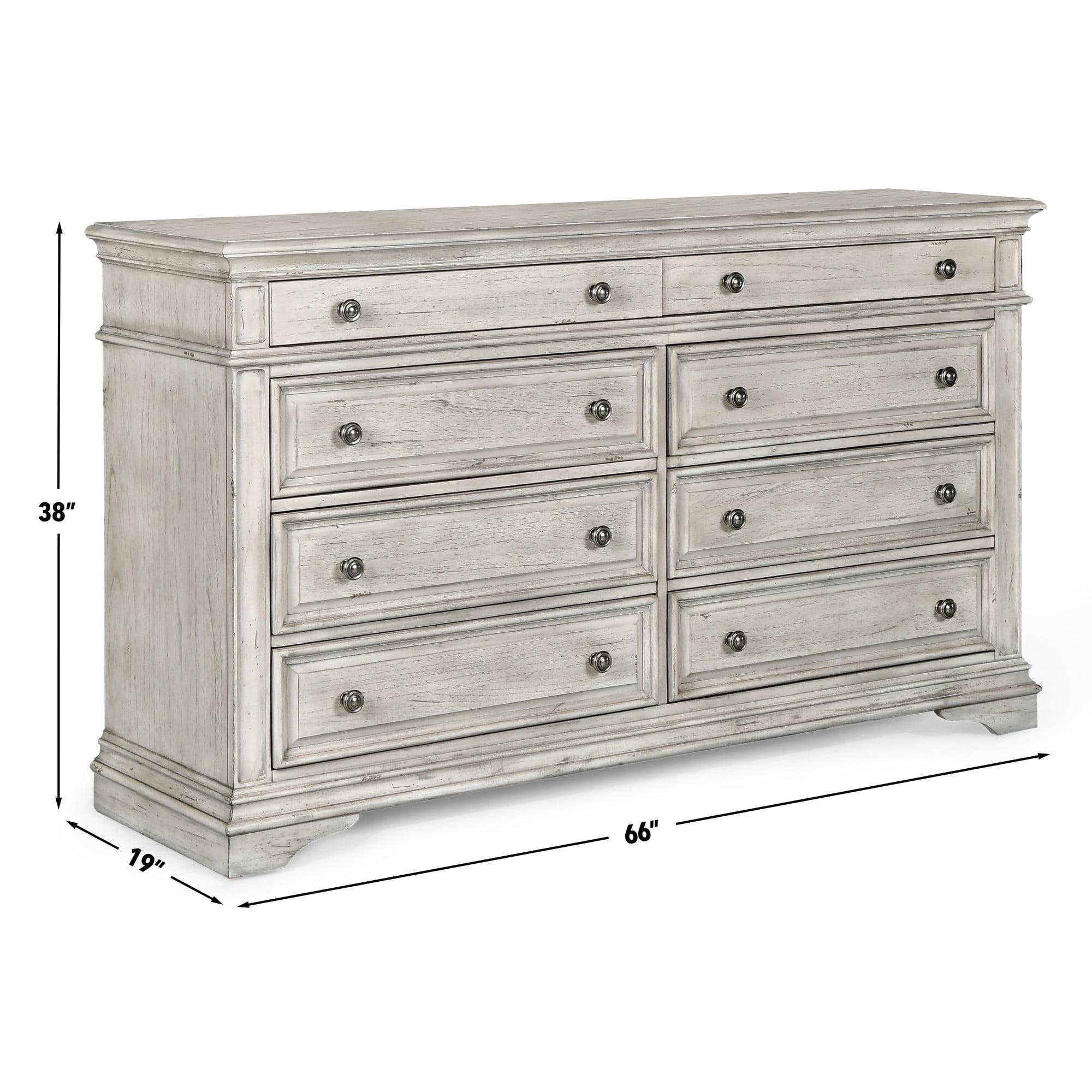 Steve Silver Highland Park Farmhouse Dresser with 8 Drawers, Rustic Ivory