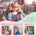 thumbnail image 2 of QearFun Kids Cat Ear Headphones with Cord for Girls with Mic, 85/94dB Safe Volume Limiter, Share Port, Foldable Sparkly Wired Headset for School, Travel, Tablet - Pink, 2 of 7