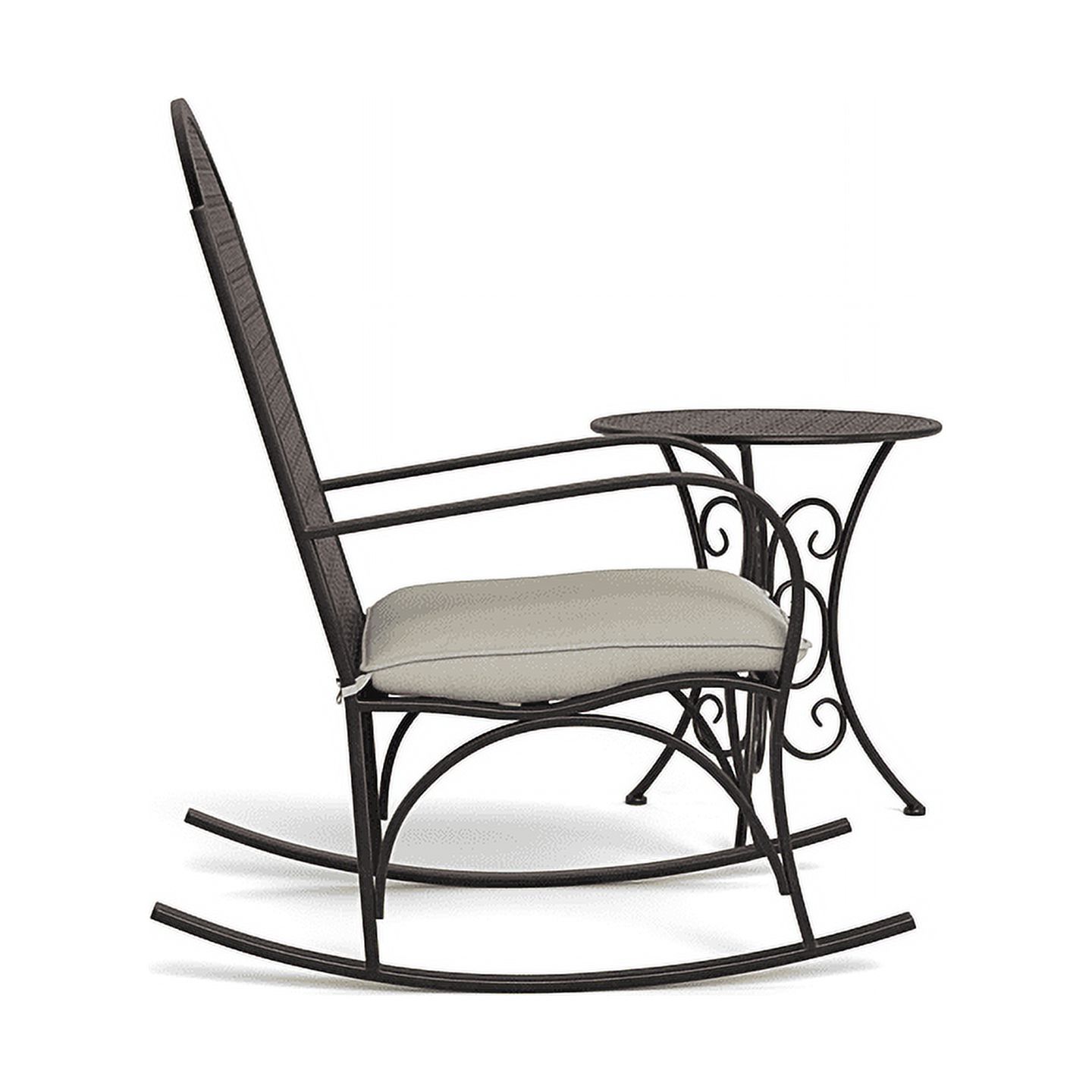 Tortuga Outdoor Garden Rocking Chair with Side Table - Oiled Copper Finish, Beige Cushion - image 3 of 11