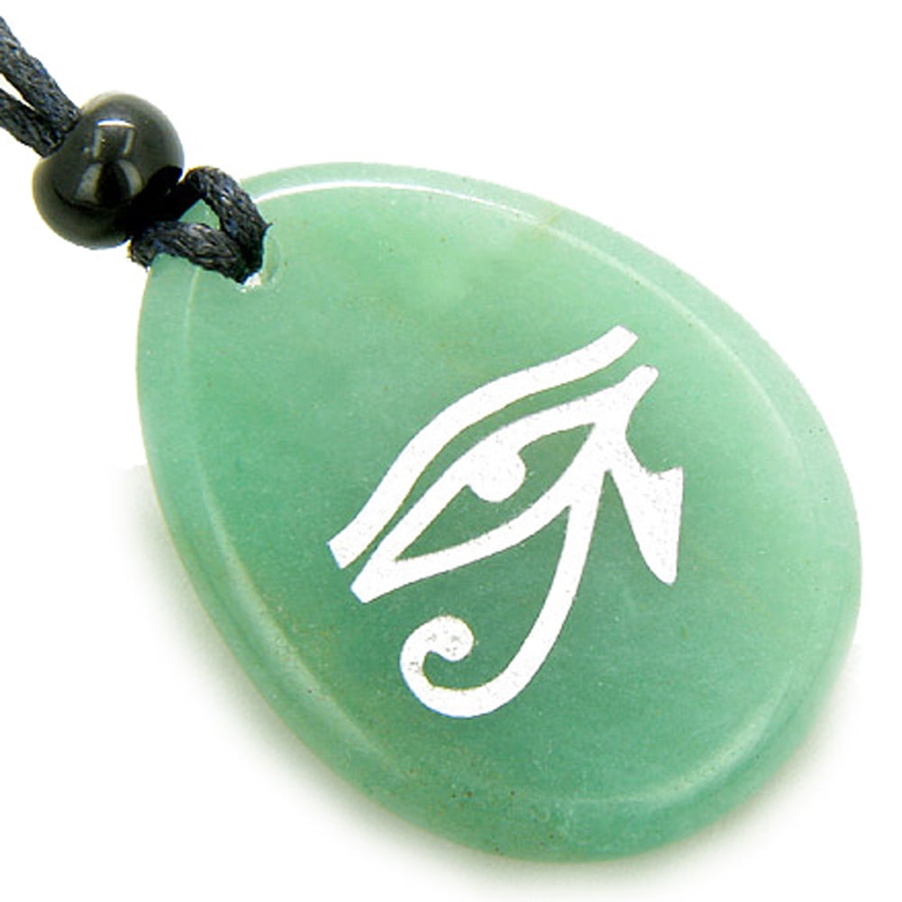 Protection Wolf Head Amulet Green Quartz Word Stone Lucky Pendant Necklace