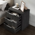 thumbnail image 6 of SICOTAS 4-Piece Modern Bedroom Furniture Set-51.8"W Horizontal Fluted 6 Drawer Dresser, 3-Drawer Nightstand Sets of 2 with Vertical Fluted Drawer in Black Alder, 6 of 10
