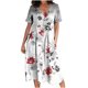 thumbnail image 1 of Moda mujer verano estampado casual cuello en V manga corta vacaciones bolsillos botón vestido Fridja  bnh3055, 1 of 6