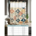 thumbnail image 6 of No Hook Cloth Fabric Shower Curtain with Snap in Liner, Retro Morocco Waterproof Shower Curtains Set with See Through Top Window, Colorful Rustic Abstract Shabby Texture Bath Curtains Shower 36"x72", 6 of 6