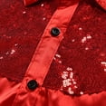 thumbnail image 5 of Rloper-Lop Men's Vintage Sequin Shirts Solid Long Sleeve Silk Ruffle Chest Stand Collar Tees Button Down Retro 90s Party Blouse Tops Red S, 5 of 6