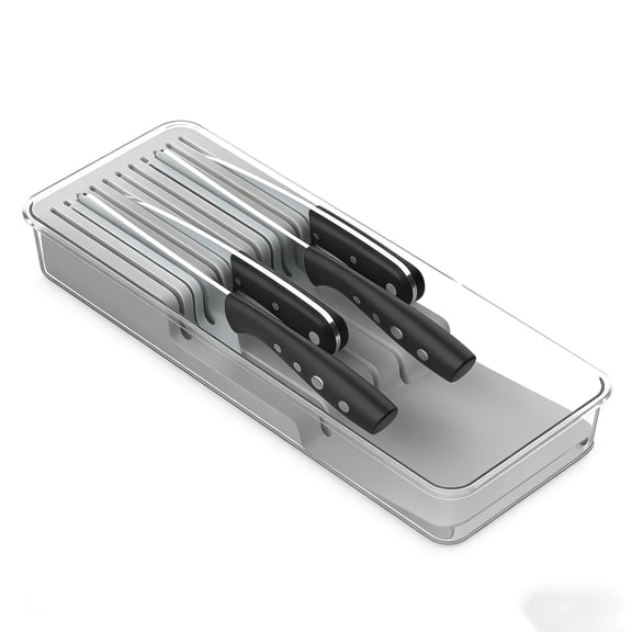 LISI Knife Drawer Organizer, Compact 2-Tier Knife Block for 11 Knives, Removable Tray for Easy Cleaning