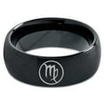 thumbnail image 2 of Tungsten Horoscope Virgo Band Ring 8mm Men Women Comfort Fit Black Dome Brushed Polished Size 4.5, 2 of 4
