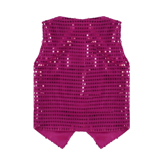DPOIS Boys Shiny Sequined Vest Gentle Waistcoat Outfits