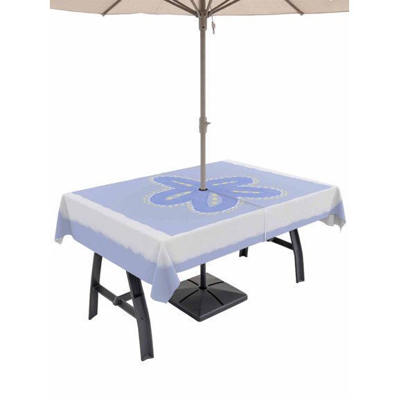 Outdoor Tablecloth with Umbrella Hole for Patio/Picnic/Party/Camping, Purple Ocean Starfish Waterproof Table Cloth Rectangle Table Cover Washable, Modern Minimalist Marine Life (54"x 80")