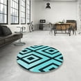 thumbnail image 4 of Ahgly Company Machine Washable Indoor Round Transitional Medium Teal Green Area Rugs, 4' Round, 4 of 7